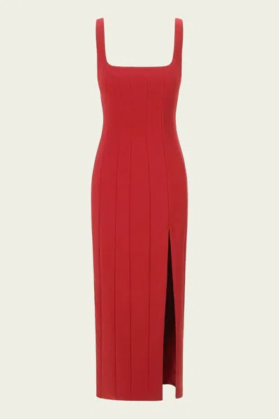 Staud Ankle Portrait Dress In Rouge