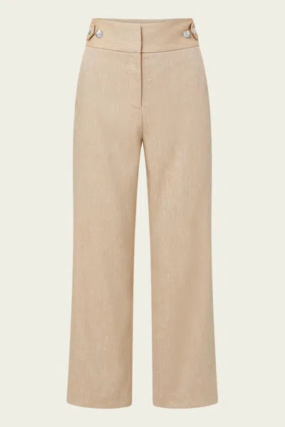 Veronica Beard Aubrie Linen Pant In Khaki Melange