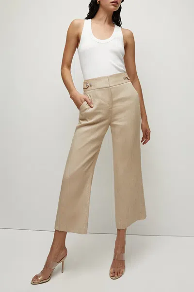 Veronica Beard Aubrie Linen Pant In Khaki Melange