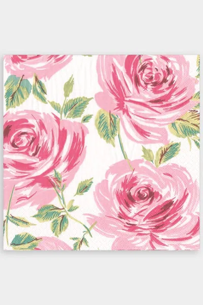 Caspari Bella Rosa Paper Cocktail Napkins In Pink