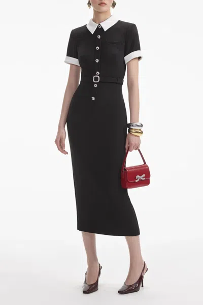 Self-portrait Midi Crepe Dress With Jewel Buttons