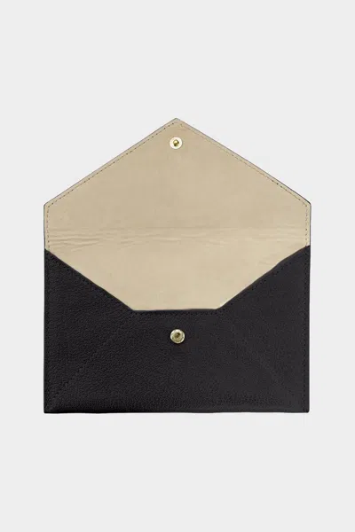 Graphic Image Black Goatskin Leather Medium Envelope
