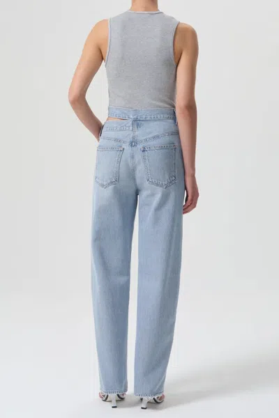 Agolde Broken Waistband High Rise Relaxed Straight Leg Jeans In Sideline