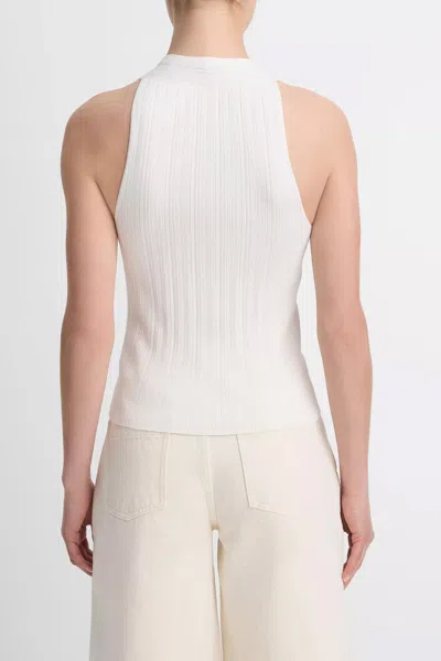 Vince Button V-neck Tank Top In Off-white