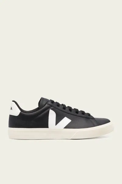 Shop Veja Campo Chromefree Leather Men Sneaker In Black And White