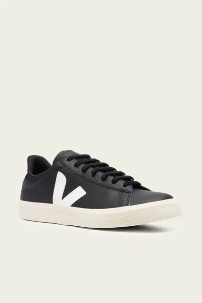 Veja Campo Black And White Low Top Sneakers In Vegan Leather Man