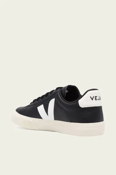 Veja Campo Black And White Low Top Sneakers In Vegan Leather Man