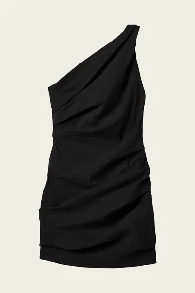 Shop A.l.c Carina Stretch Linen Mini Dress In Black