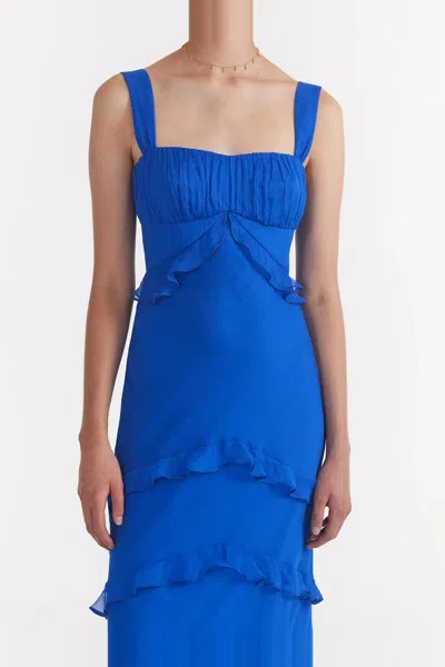 Shop Saloni Chandra Dress In Lapis Blue