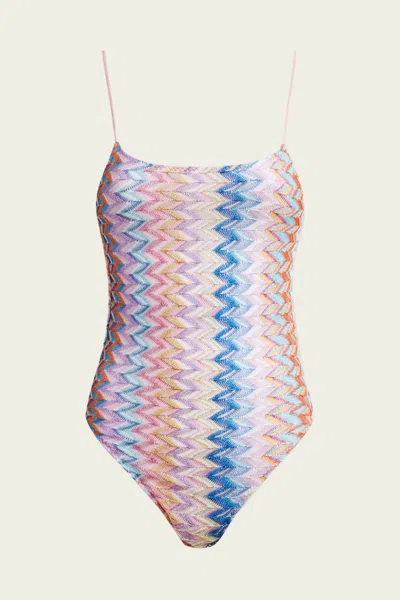 Missoni Shaded Chevron Plunge One-piece Swimsuit