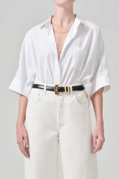 Citizen Of Humanity Citizens Of Humanity Claire Origami Three Quarter Sleeve Cotton Button-up Shirt