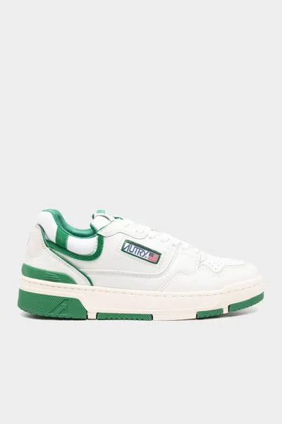 Shop Autry Clc Leather Men Sneaker In Green White