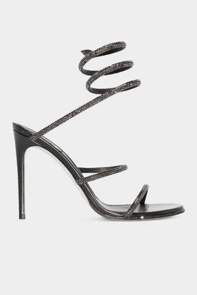René Caovilla Cleo Crystal-embellished Strap Sandal 105 In Grey Jet