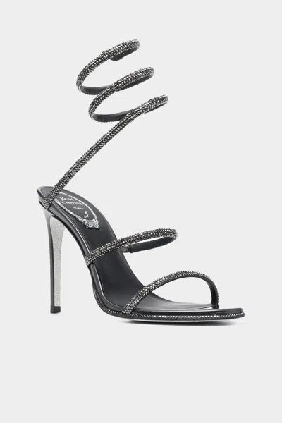 René Caovilla Cleo Crystal-embellished Strap Sandal 105 In Grey Jet