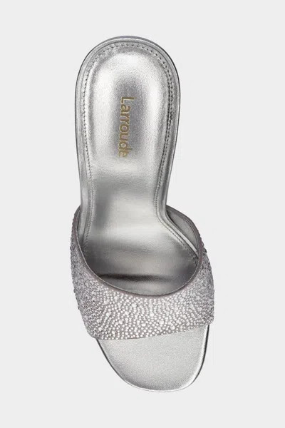 Larroude Colette Crystal Mule In Gray Suede