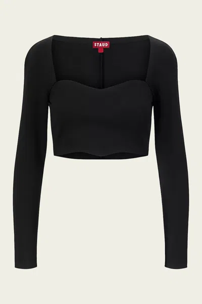 Staud Logo Jersey Crop Top With Dart Detailing