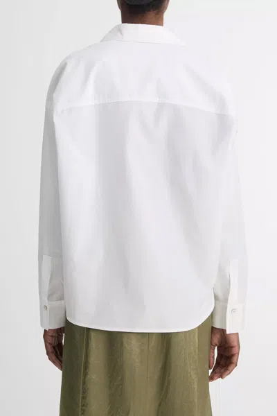 Vince Cotton Half-placket Shirt In Optic-white