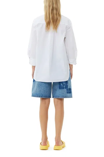 Shop Ganni Cotton Poplin Oversized Shirt In Bright White