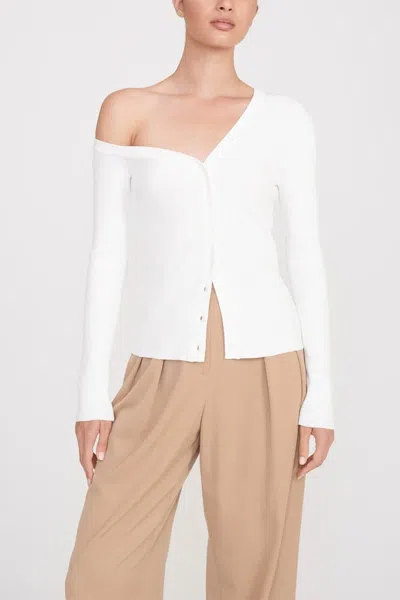 Staud Craftsman One Shoulder Ribbed Cardigan