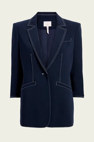 Shop Cinq À Sept Crepe Khloe Blazer In Navy Ivory