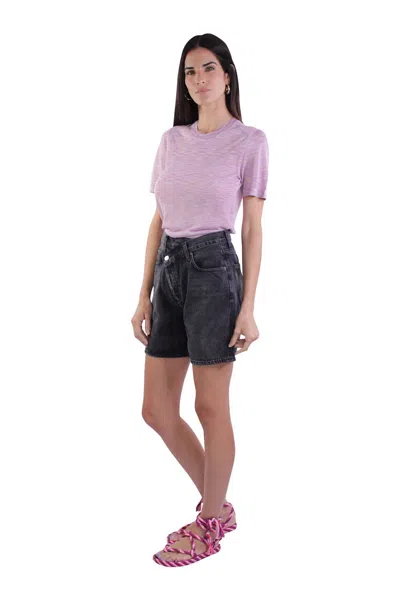 Agolde Black Denim Criss Cross Upsized Shorts