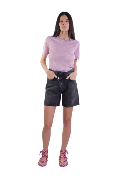 Agolde Black Denim Criss Cross Upsized Shorts