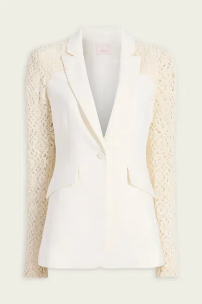 Shop Cinq À Sept Crochet Lace Cheyenne Blazer In Ivory