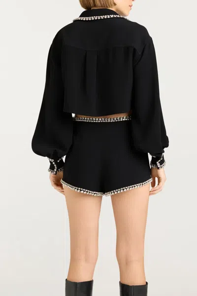 Cinq À Sept Juneve Rhinestone-embellished Button-front Crop Top