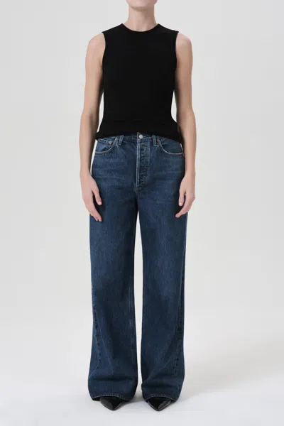 Agolde Dame High Rise Wide Leg No Cuff Jean In Enamour