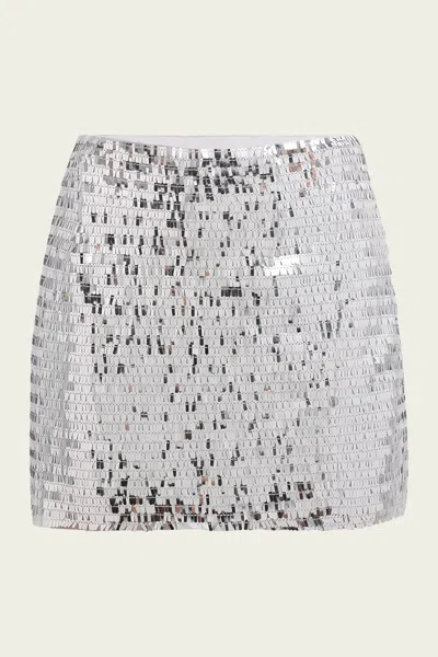 Shop Simon Miller Dizzy Sequin Mini Skirt In Satellite Silver