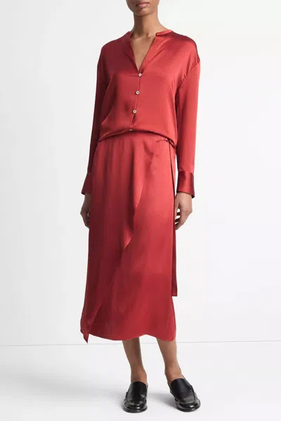 Vince Draped D-ring Wrap Skirt In Dark Scarlet