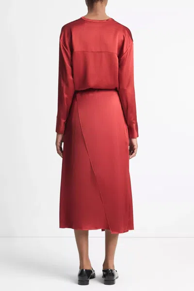 Vince Draped D-ring Wrap Skirt In Dark Scarlet