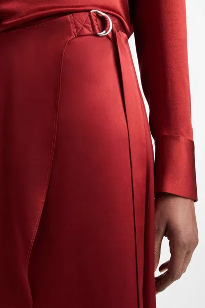 Vince Draped D-ring Wrap Skirt In Dark Scarlet