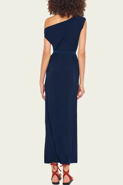 Norma Kamali Drop Shoulder Gown In True Navy