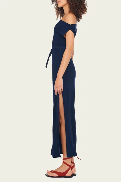 Norma Kamali Drop Shoulder Gown In True Navy