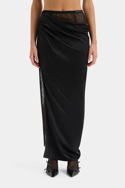 Sir Dunya Lace Corset-waist Silk Maxi Skirt