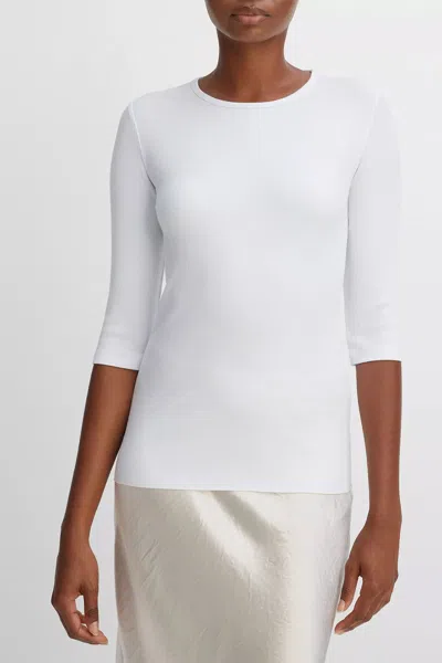 Vince Elbow Sleeve Crew Neck T-shirt In Optic White