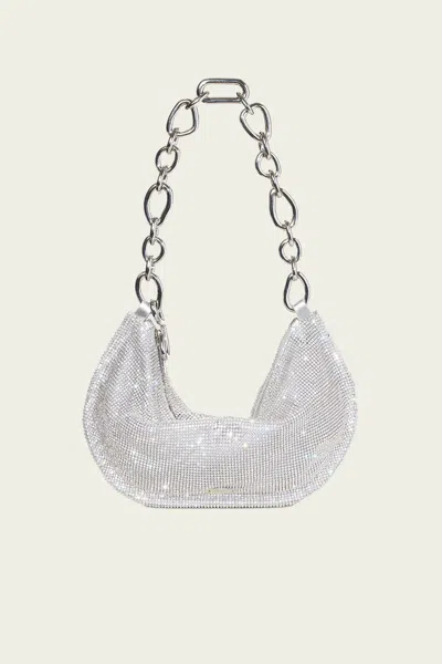Cult Gaia Estrella Mini Embellished Shoulder Bag In Silver Rhinestone