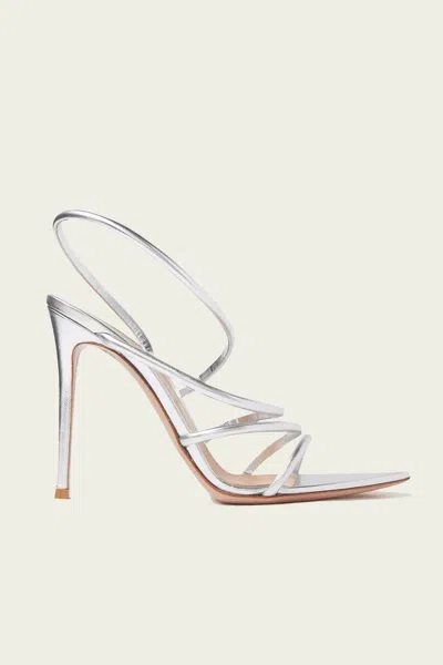Gianvito Rossi Ettie 105 Stiletto Heel In Silk Silver In Metallic