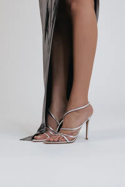 Gianvito Rossi Ettie 105 Stiletto Heel In Silk Silver In Metallic