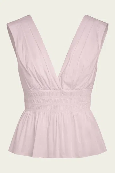 VERONICA BEARD EVRA PEPLUM TOP IN BARELY ORCHID 