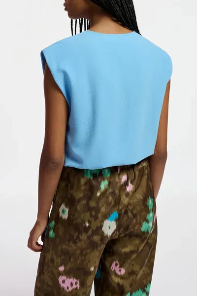 Essentiel Antwerp Falling Sleeveless V-neck Top In Blue
