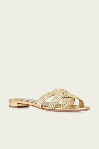 Shop Aquazzura Felix Flat In Soft Gold