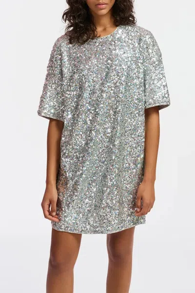 Essentiel Antwerp Felt Sequin-embellished Mini Dress In Silver