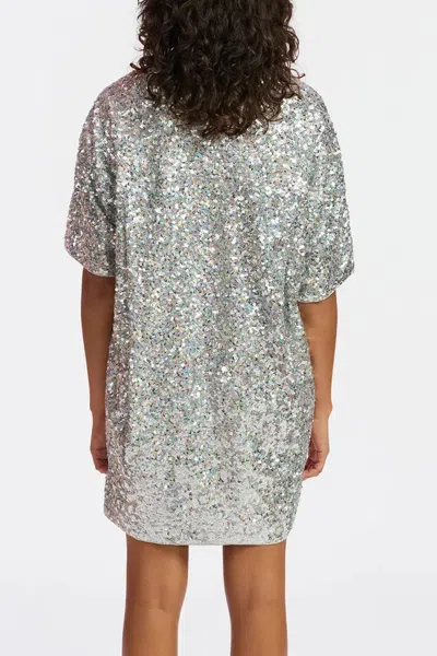 Essentiel Antwerp Felt Sequin-embellished Mini Dress In Silver