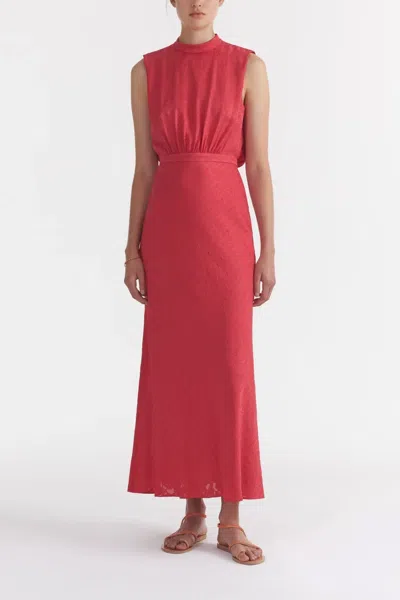 Shop Saloni Fleur F Silk Dress In Hibiscus