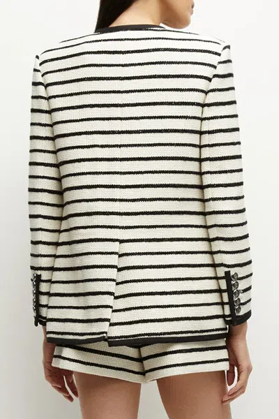 Shop Veronica Beard Foster Striped Dickey Jacket In Ivory Black