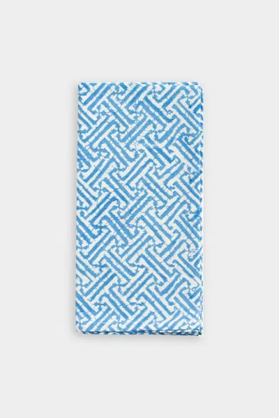 Caspari Fretwork Cloth Dinner Napkins In Blue - Each