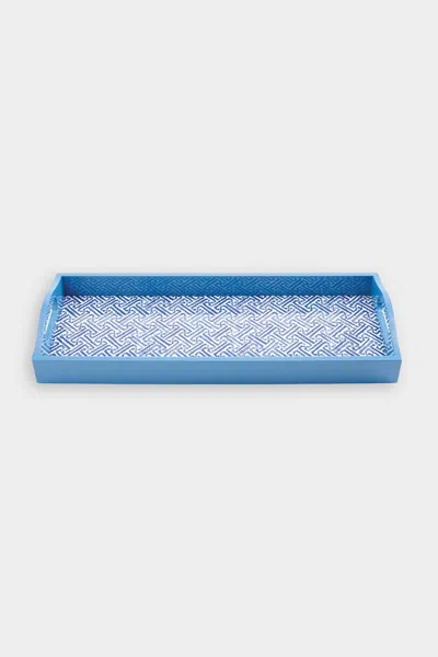Caspari Fretwork Lacquer Bar Tray In Blue