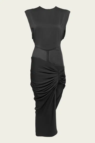 Christopher Esber Fusion Ruched Micro Dress In Jet